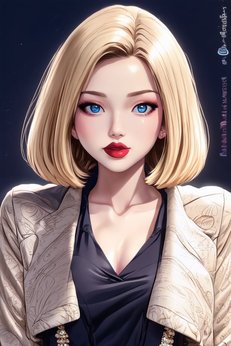 ((masterpiece, best quality, absurdities, (absurdresolution), high resolution, ultra detailed, high resolution, very fine 8KCG wallpapers)), shaded, crimson, wet lips, sensual face, realistic retinas, straight hair, Bob cut , blonde,Asian Best Face Ever, slim soft fabric coat,Enhance,Cartoon,Realistic Enhance