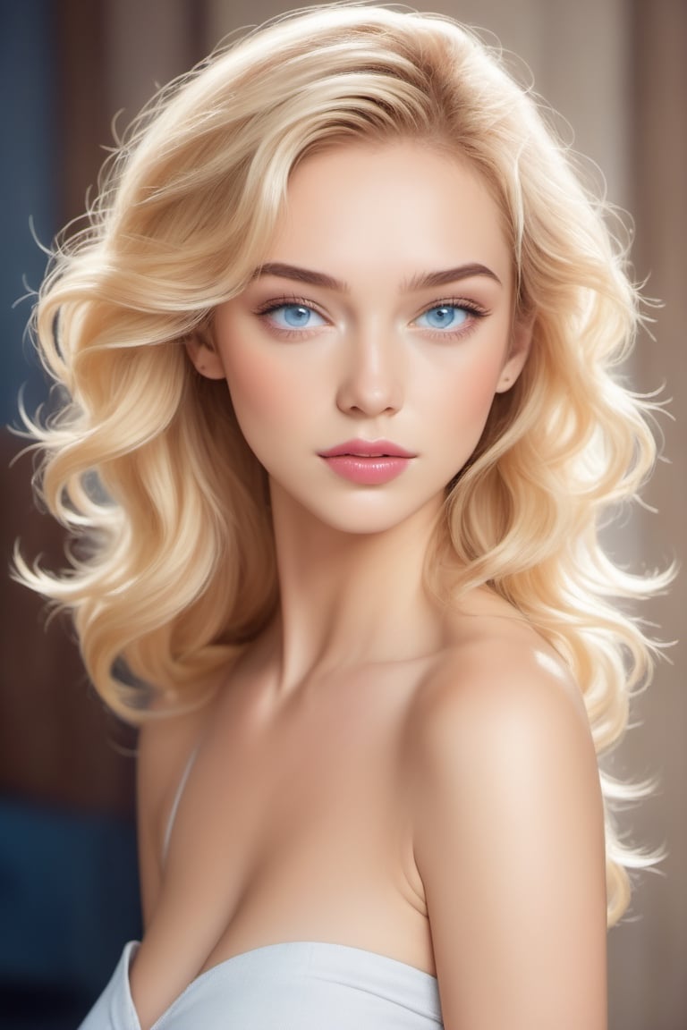 Beautiful woman with blonde midi ling curly hair and blue eyes, photography, realistic, high contrast,ink draw,Comic book Grzegorz Rosiński style, Vector Drawing
 , professional, 4k, mutted colors, vintage, ,Flat vector art,Vector illustration,flat design,Illustration,Perfect skin