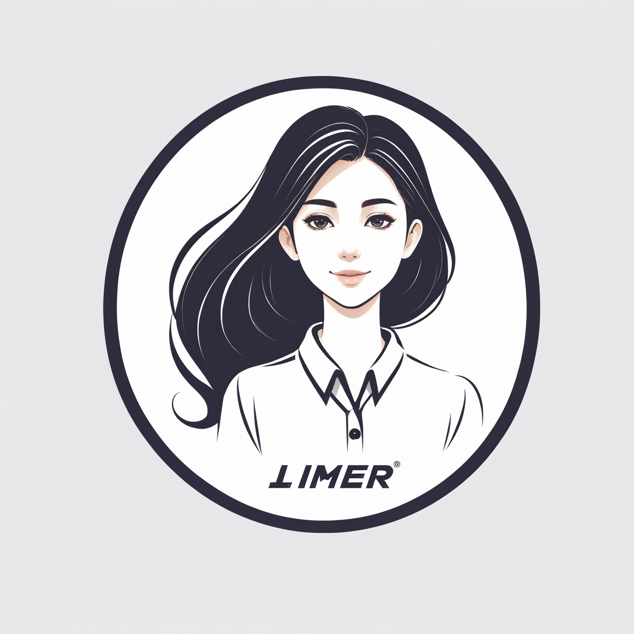 1logo,1girl is customer care offiver, solo, long hair,Unique Masterpiece,logo