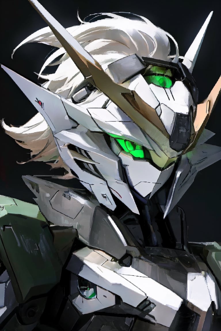 tan skintone female mecha multiple guns, high quality, 8K Ultra HD, high resolution, ultra detailed, realhands, beautymix , masterpiece, Best Quality, ultra-detailed, finely detailed, high resolution, 8K Ultra HD, sharp-focus, white_hair messy, curvy_figure, green_eyes, darkblue, firearm, fembot, Anitoon, dark background, shine eyes01,sexrobot,portrait,Mecha body,shine eyes01