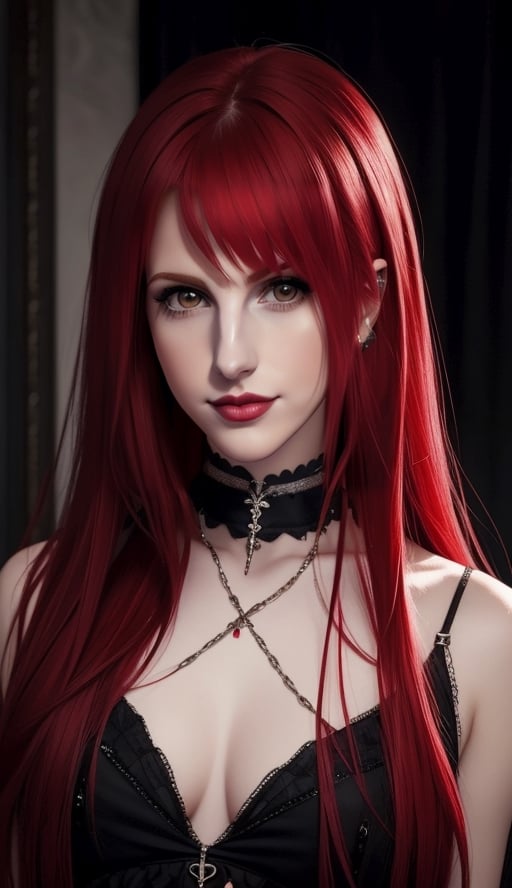 perfecteyes,  emo hair,  emo style,  half body,  emo girls,  bad life,  dark,  sad,  castel,  clear chin,  HW2,  red_hair, vampire