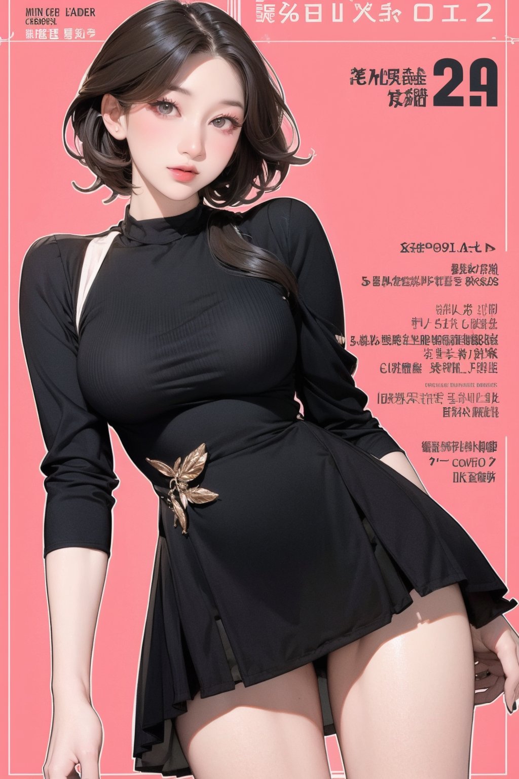 1girl, thigh up body, looking at viewer, styled clothes, sharp focus, magazine cover, coloful background, 2D artstyle, outline, 

chimai,hine,hakil,yuong01,johyun,sim,haohaoulz,kn,htt,minatw