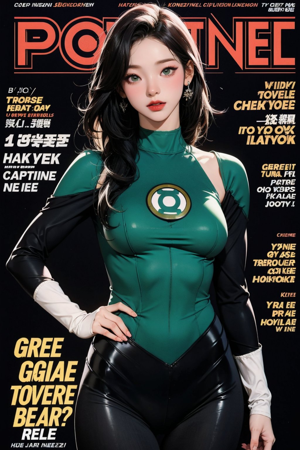 1girl, thigh up, looking at viewer, ((green lantern costume, magazine cover, )) hairstyle, detailed clothes, ultra detailed, profesional lighting, hairstyle, 2D artstyle,



johyun, wyntracy, hine, hakil, htt, chimai, sim, yuong01, sana, QA, aespakarina, huondey,kn,jisoo,powergirl2,