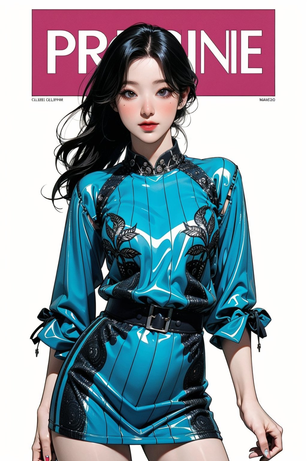 lust, mature, 1girl, thigh up body, looking at viewer, intricate clothes, shiny, professional lighting, different hairstyle, coloful, magazine cover, 2D manga artstyle,  shuhua