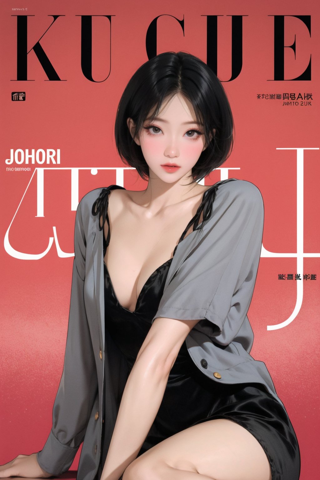 1girl, looking at viewer, thigh up body, kpop idol, styled outfit, on stage, professional lighting, different hairstyle, coloful, magazine cover, best quality, masterpiece,johyun,kmiu