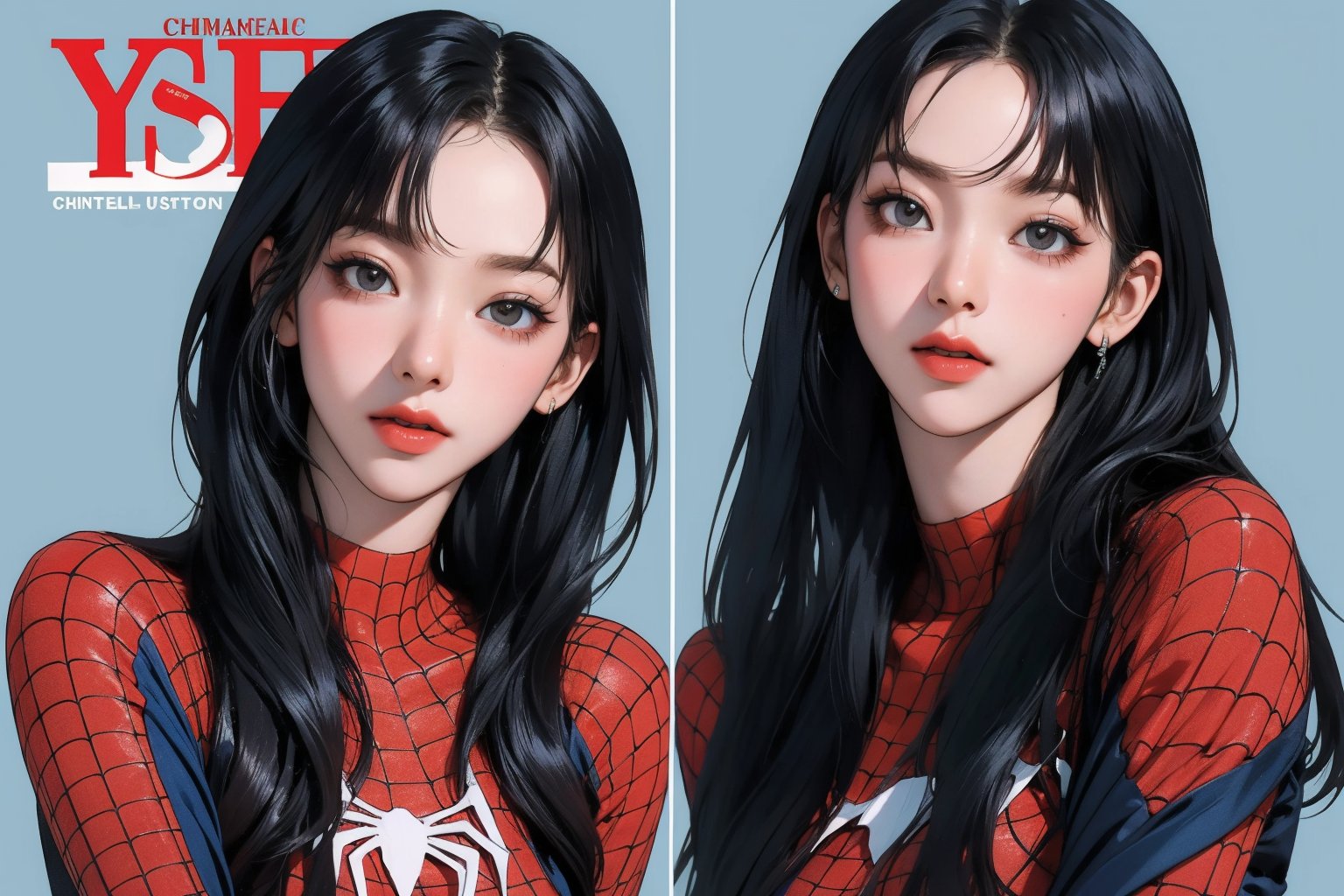 (1girl, thigh up body, spiderman cosplay, blunt bangs,) no mask, looking at viewer, cinematic lighting, cinematic composition, hairstyle, magazine cover, 2D artstyle, split screen by 2,



johyun, wyntracy, hine, hakil, htt, chimai, sim, yuong01, sana, QA, aespakarina, huondey,kn,jisoo