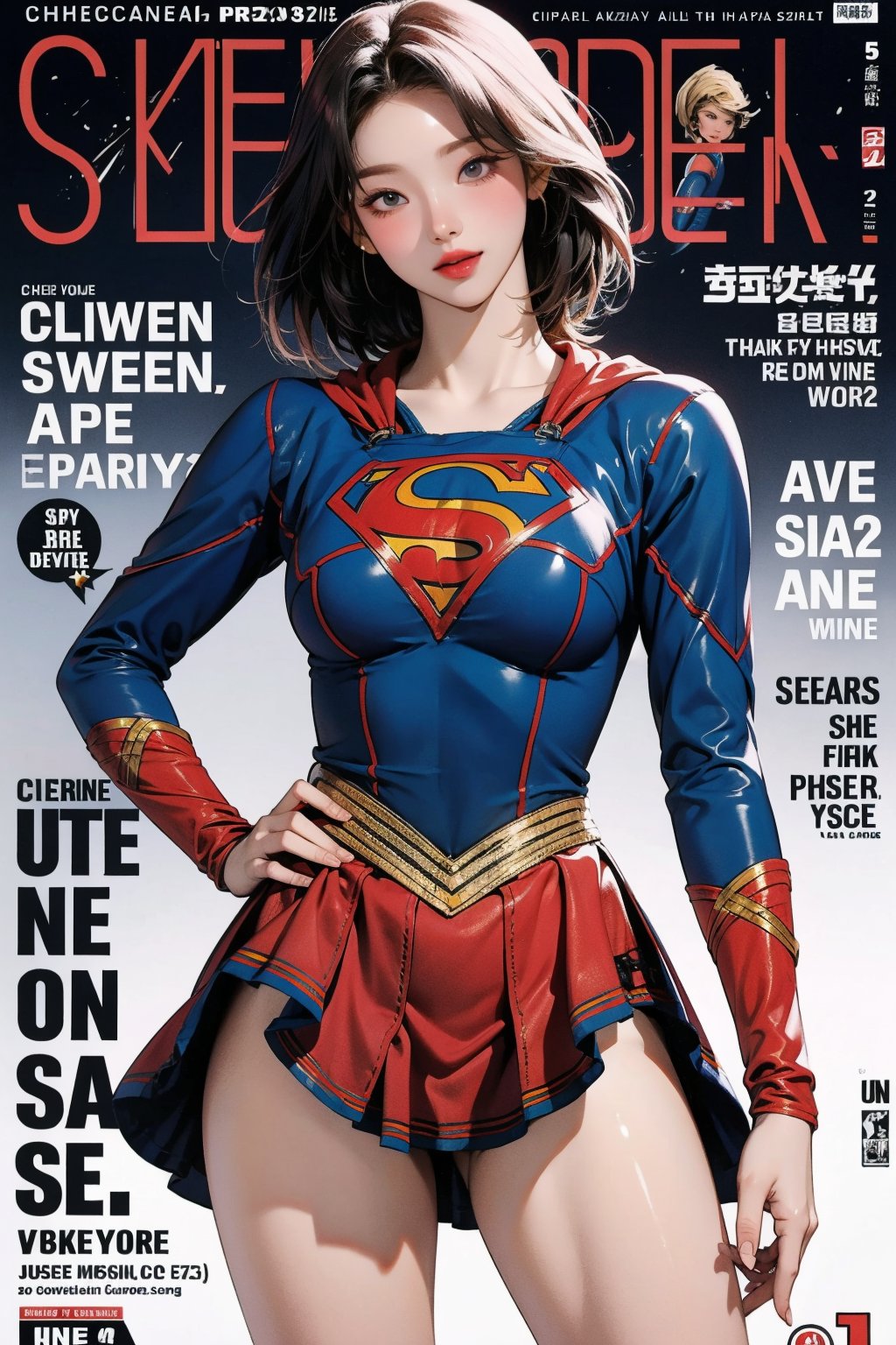 1girl, thigh up, looking at viewer, ((supergirl costume, magazine cover, )) hairstyle, detailed clothes, ultra detailed, profesional lighting, 2D artstyle,



johyun, wyntracy, hine, hakil, htt, chimai, sim, yuong01, sana, QA, aespakarina, huondey,kn,jisoo,powergirl2,