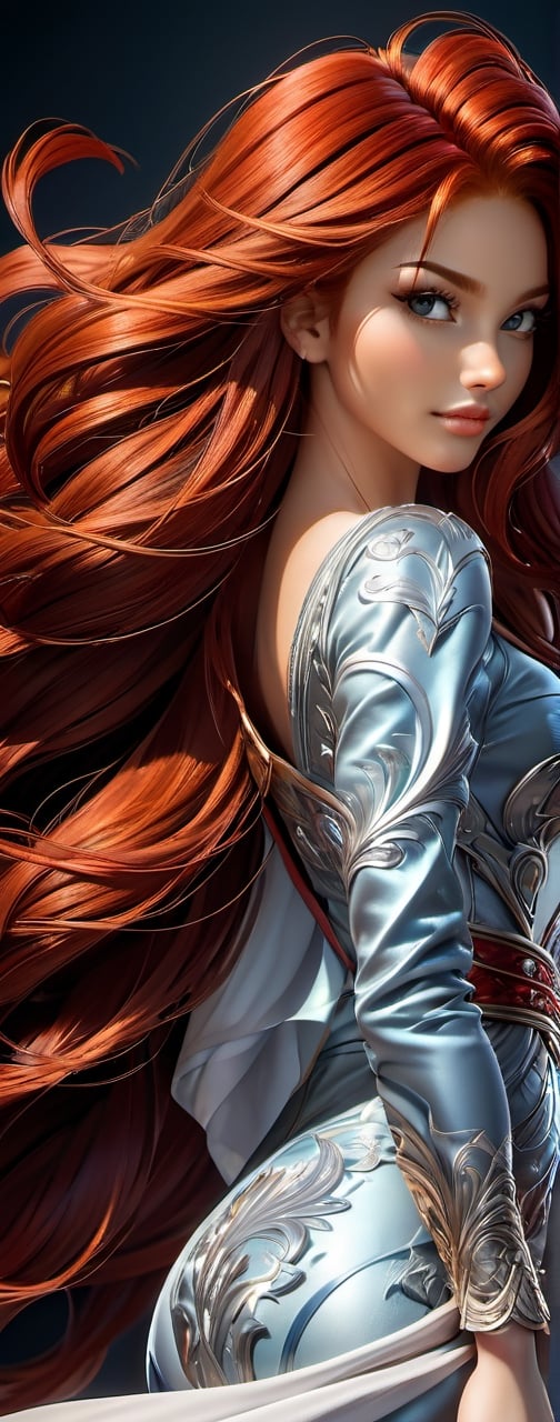 Intricate image of a beautiful girl flowing red hair, work of beauty and complexity, hyper-detailed facial features, 8k UHD, close-up, ((joe madureira style))comic