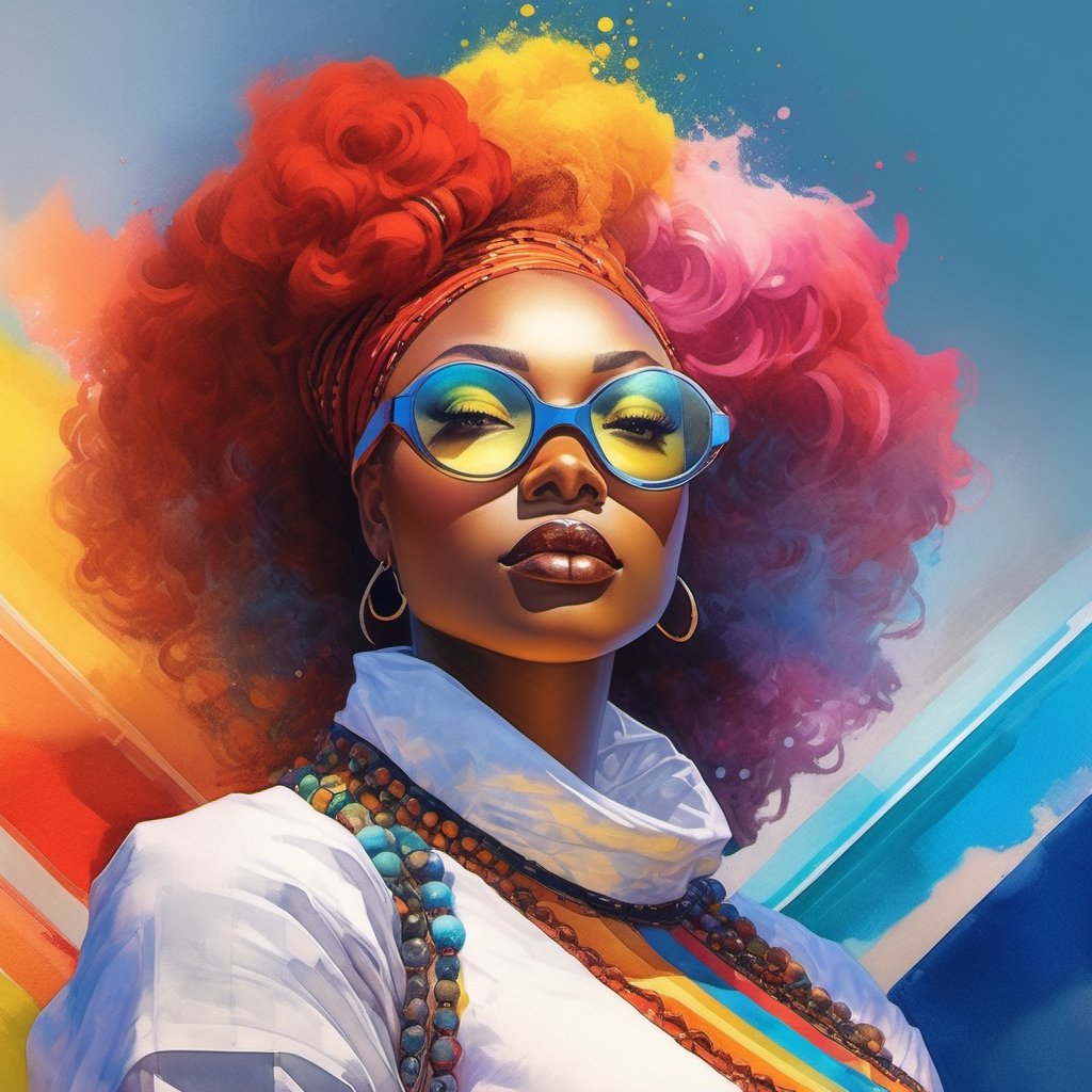 masterpiece, close-up, portrait, african woman, woman,modest,african atire,beads,glasses,beautiful,newlyweds, #crayons, pencil, watercolor, bright saturated colors,8k, RGB, HDR, digital art, buffalo painting, neoclassicism, watercolor, 
artstation trends,
sharp focus, studio photo, intricate details,
Artgerm, Jeremy Mann, Mark Simonetti, Greg Rutkowski, Mandy Disher.,more detail XL