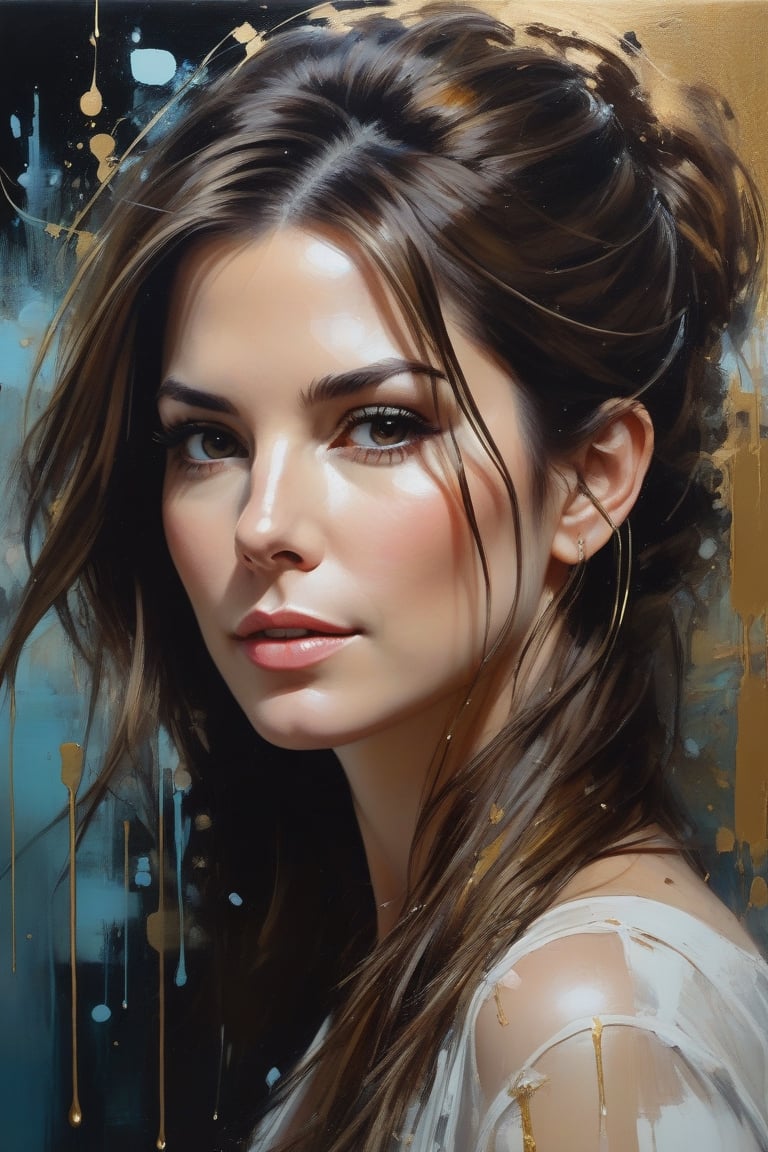 oil painting, heavy brushstrokes, paint drips, a breathtaking portrait of a Mozart, female, composes a piece of music, action pose, medium long fuzzy hair, perfect symmetric eyes,gorgeous face, by Jeremy Mann, Carne Griffiths, Robert Oxley, rich, deep colors,layered image shaded by cells, golden ratio, award winning, professional,highly detailed, intricate, volumetric lighting, gorgeous, masterpiece, sharp focus, depth of field, perfect composition, award winner, artstation,
acrylic painting,  Sandra Bullock
