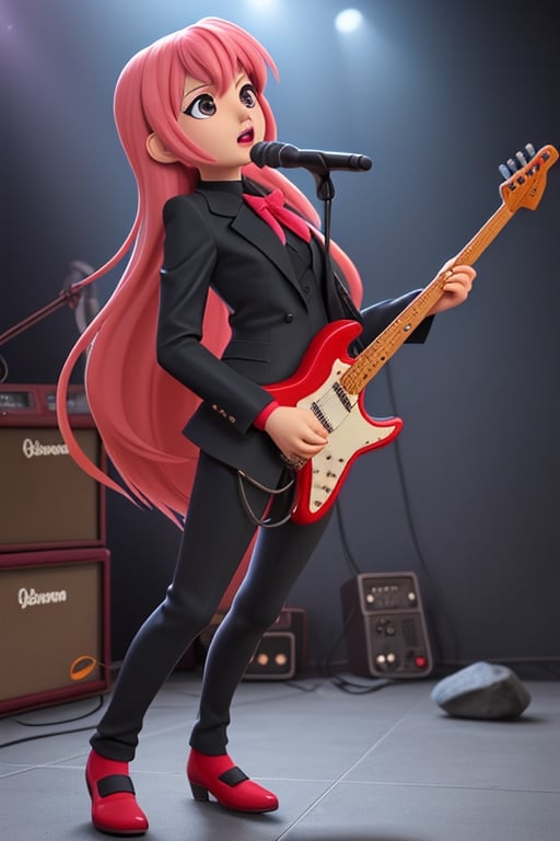 A anime rock band girls Whit dark rock suit