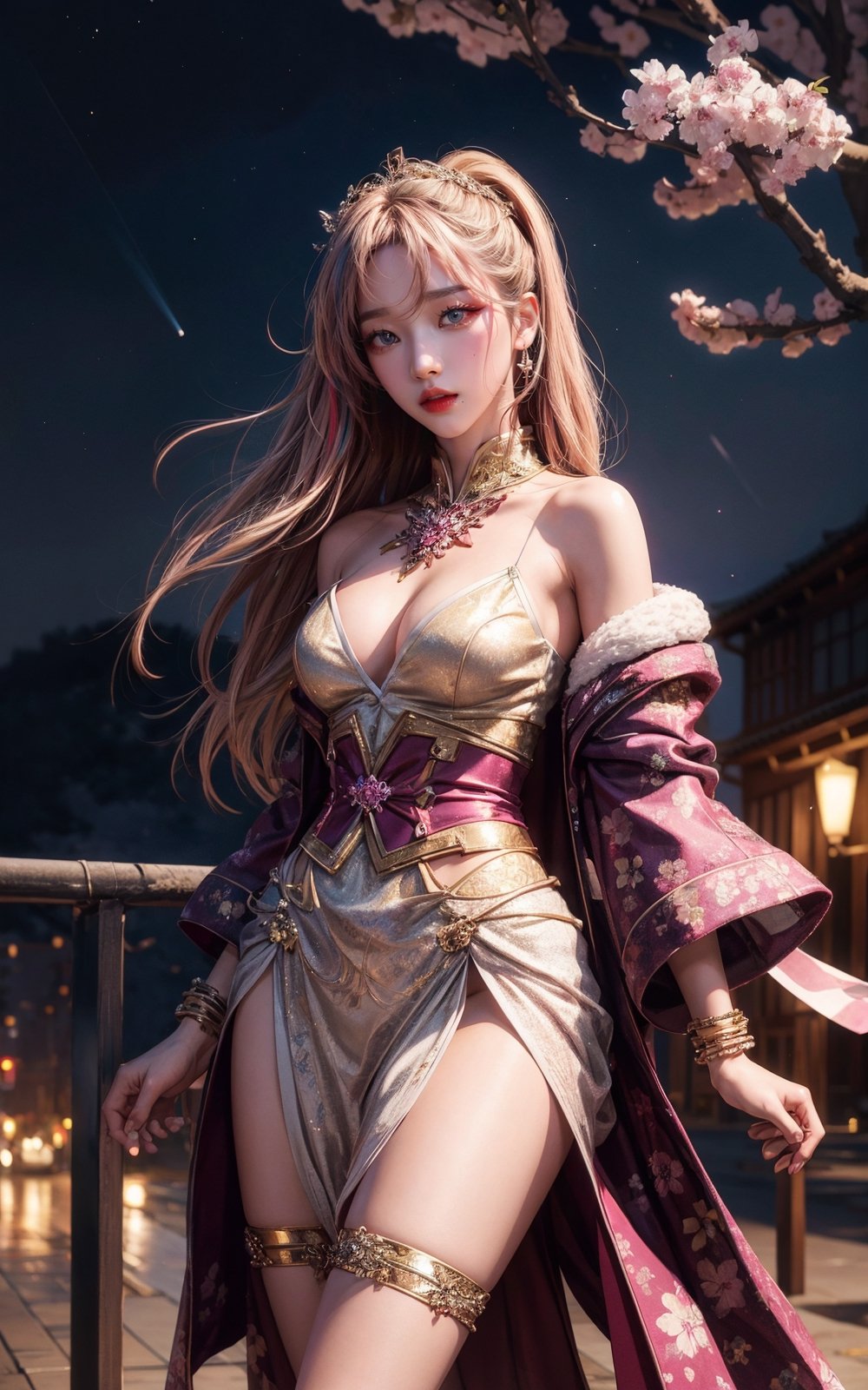 half body, detailed clothes, sakura, night,
digital painting, official art, unity 8k wallpaper, ultra detailed, masterpiece, aesthetic, best quality, glitter,1girl,glitter