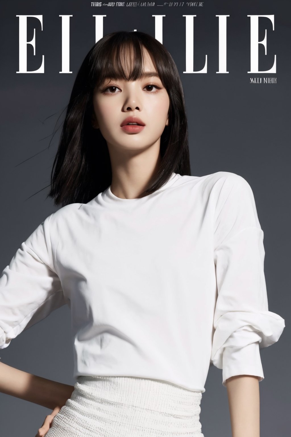 hip up body, face focus, 1girl, looking at viewer, styled clothes and pose, ultra detailed, best quality, sharp focus, natural lighting, "elle" magazine cover,lisa