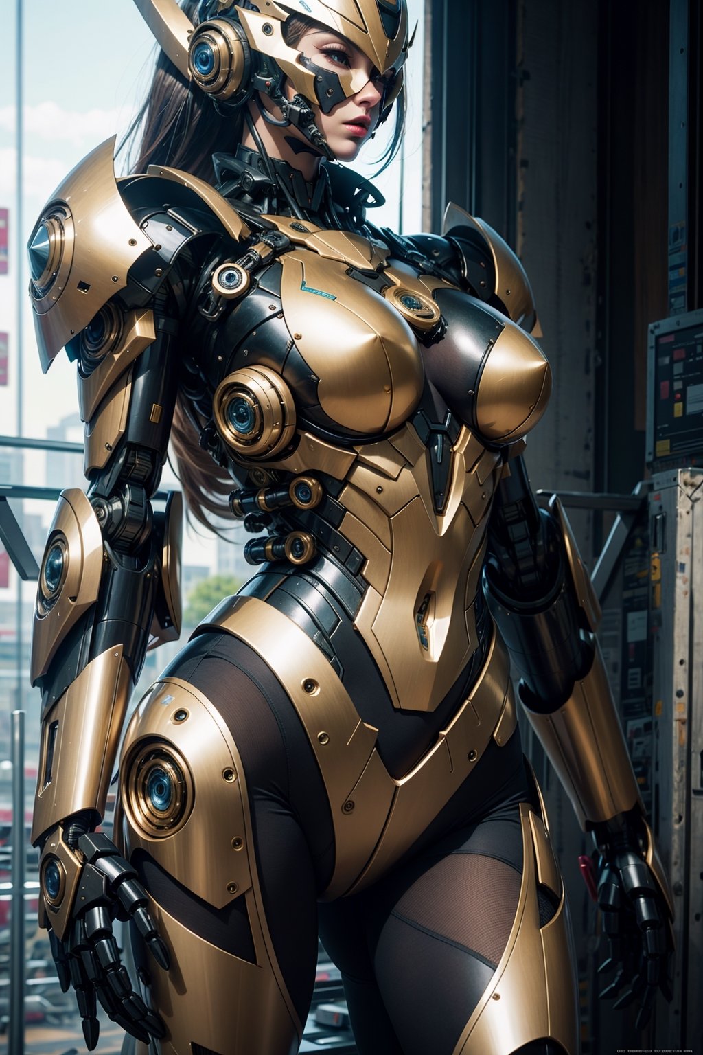 abstract , mecha , fembot, robot,body_suit,wearing helmet, black mask, sexy, revealing