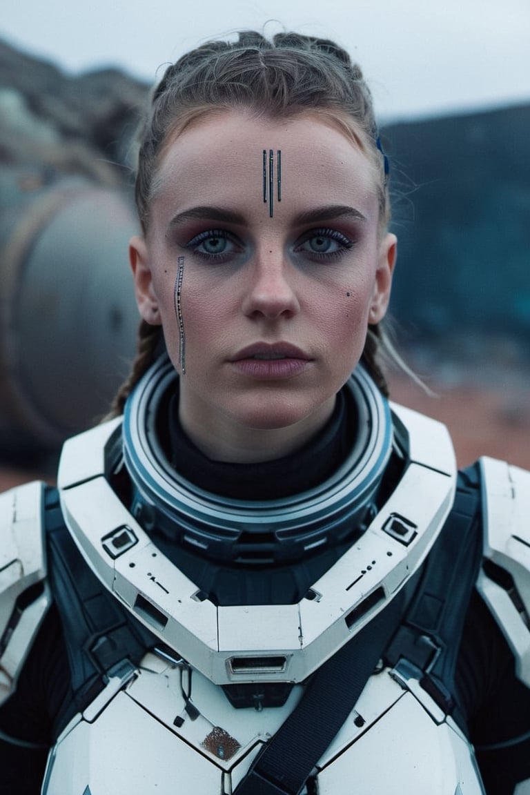 cyberpunk girl on abandoned planet, cinematic trailer, imax, 4k, close up