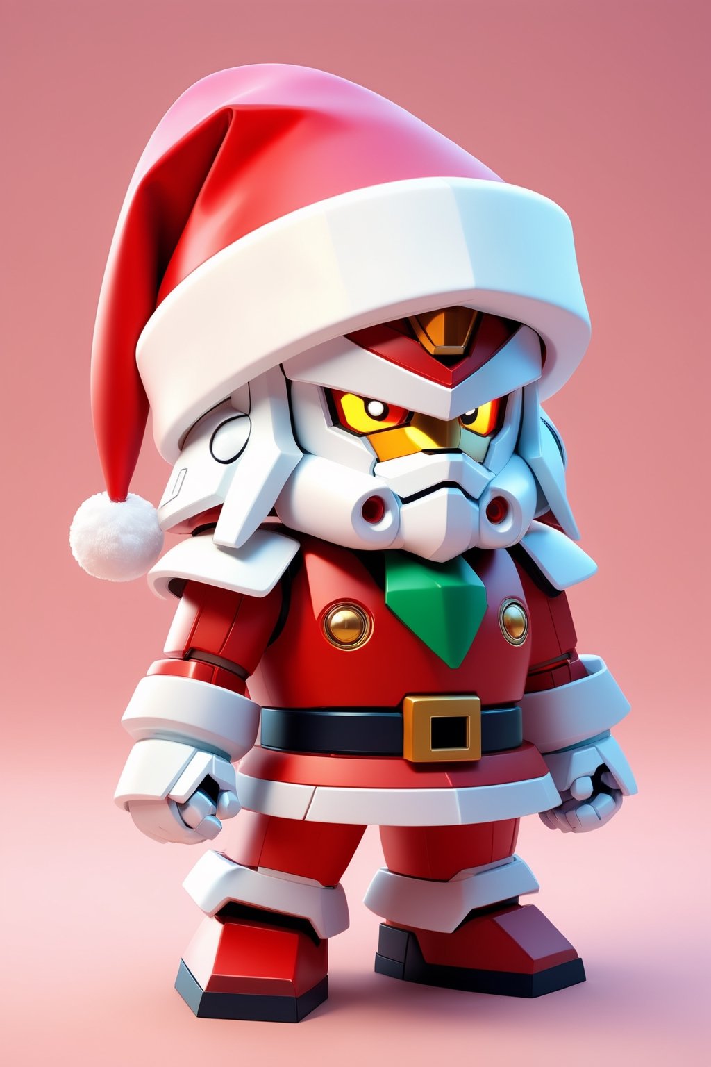 (Gundam wearing Santa costume), 3D isometric render of cute (Gundam wearing Santa costume), 3D app icon, clean isometric design, beautiful design, soft gradient background, soft colors, centered, 3D blender render, masterpiece, best quality, high resolution, 8k octane render, beautiful color scheme, soft smooth lighting, physically based rendering, square image, high polycount, natural beauty