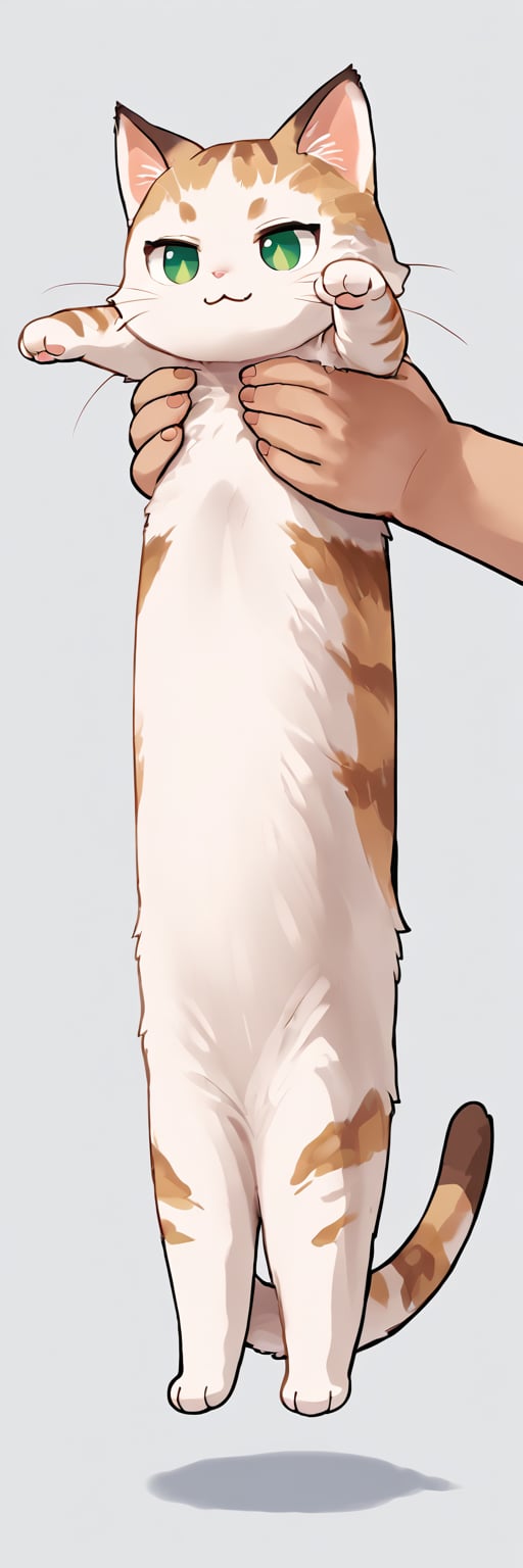 score_9, score_8_up, score_7_up, source_anime, Extreme long Body cat,IncrsXLLCM, full body, , chibi, cat, no humans, green eyes, smile