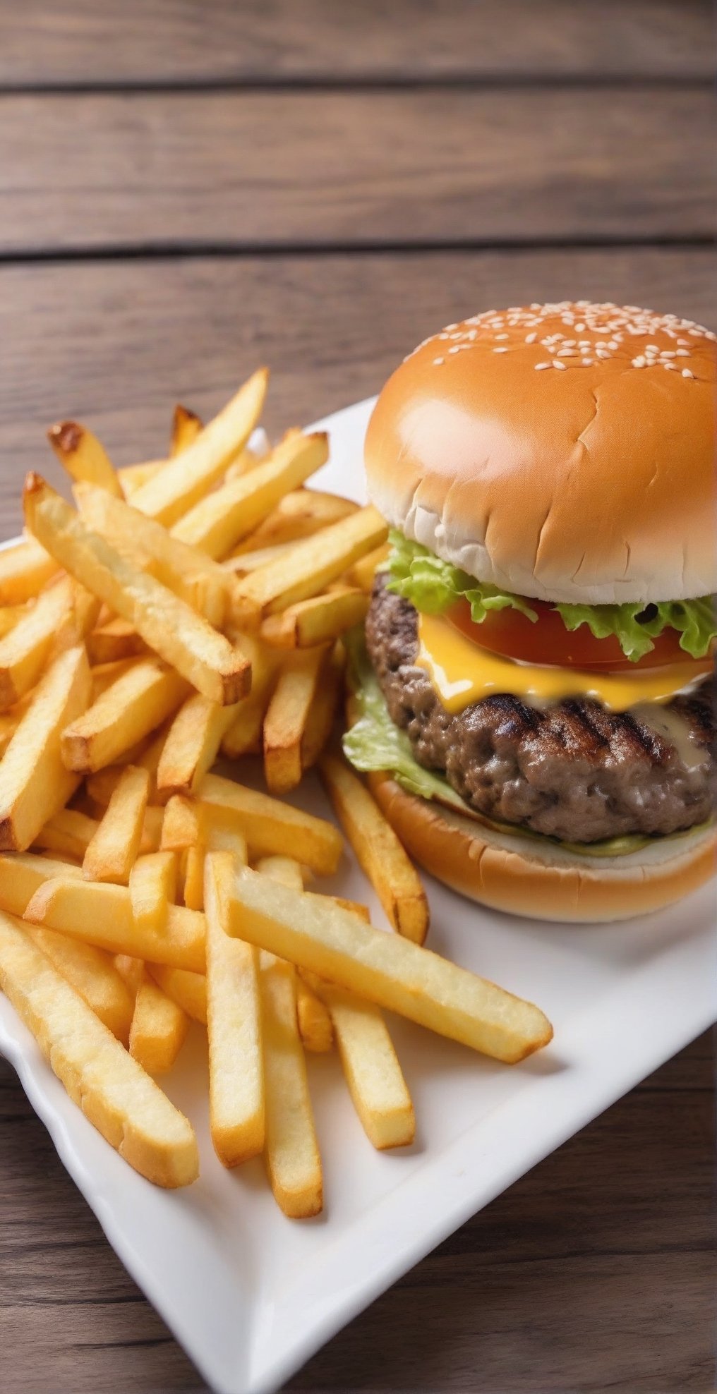 perfect cheeseburger, fries