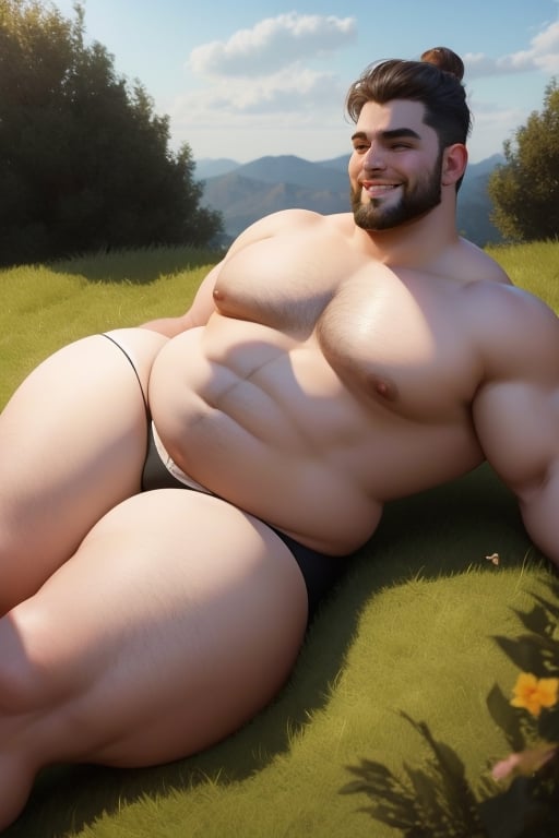 (masterpiece), 3d best quality, handsome charming beard man , short hairs, beautiful smiling, extra wide chest, extra fat pecs, slim tummy, hourglass body shape waistline, curvy wide hips, curvy body shape, perfect wide round fat ass, beefy wide and curvy fat thighs, wearing sexy costume, in the room, laying down, showing ass,mature