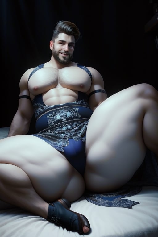 (masterpiece), 3d best quality, handsome charming beard man , short hairs, beautiful smiling, extra wide chest, extra fat pecs, slim tummy, hourglass body shape waistline, curvy wide hips, curvy body shape, perfect wide round fat ass, beefy wide and curvy fat thighs, wearing sexy dress, in the room, laying down, showing ass,mature