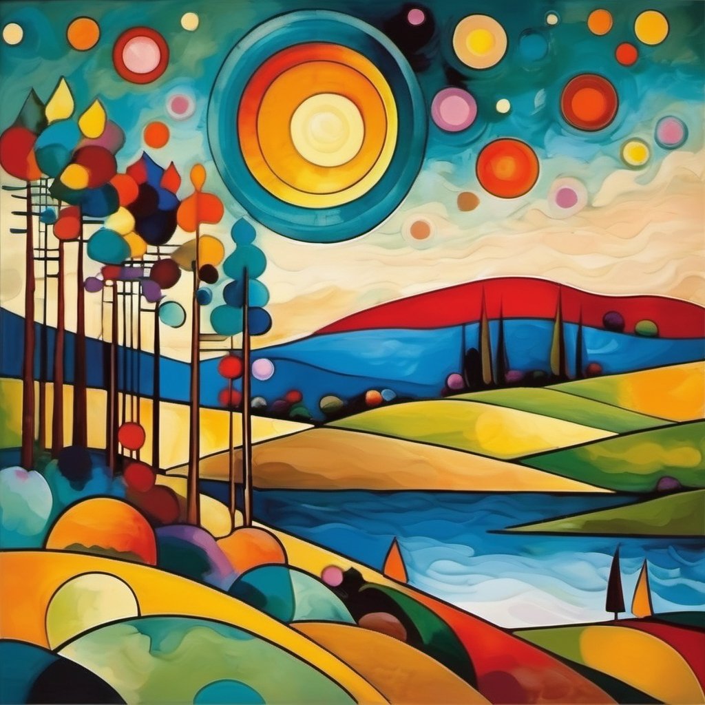 Landscape, Style of Wassily Kandinsky, colored, best quality, 16K resolution