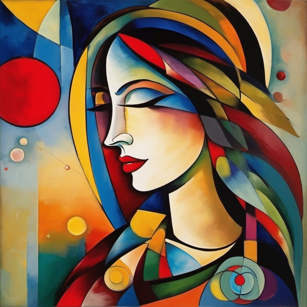 Woman, Style of Wassily Kandinsky, colored, best quality, 16K resolution