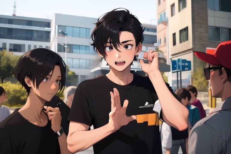 1 boys,black-hair,hand_raised