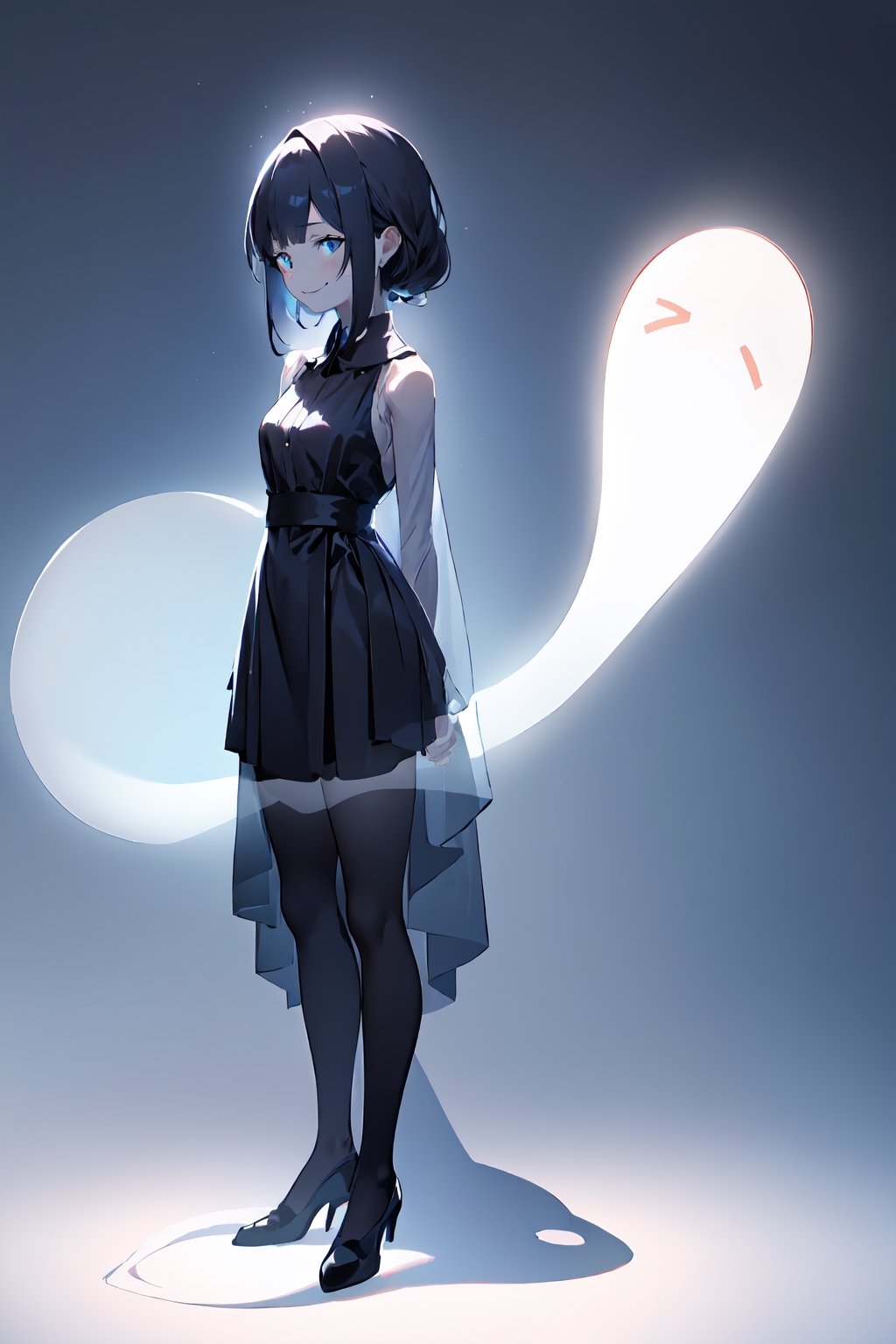 absurdres, highres, ultra detailed background,
BREAK
light colors, depth of field, translucent layer, poetic atmosphere,(1 ghost girl:1.3), solo, perfect anatomy,
BREAK
moonlight, full body, smile
