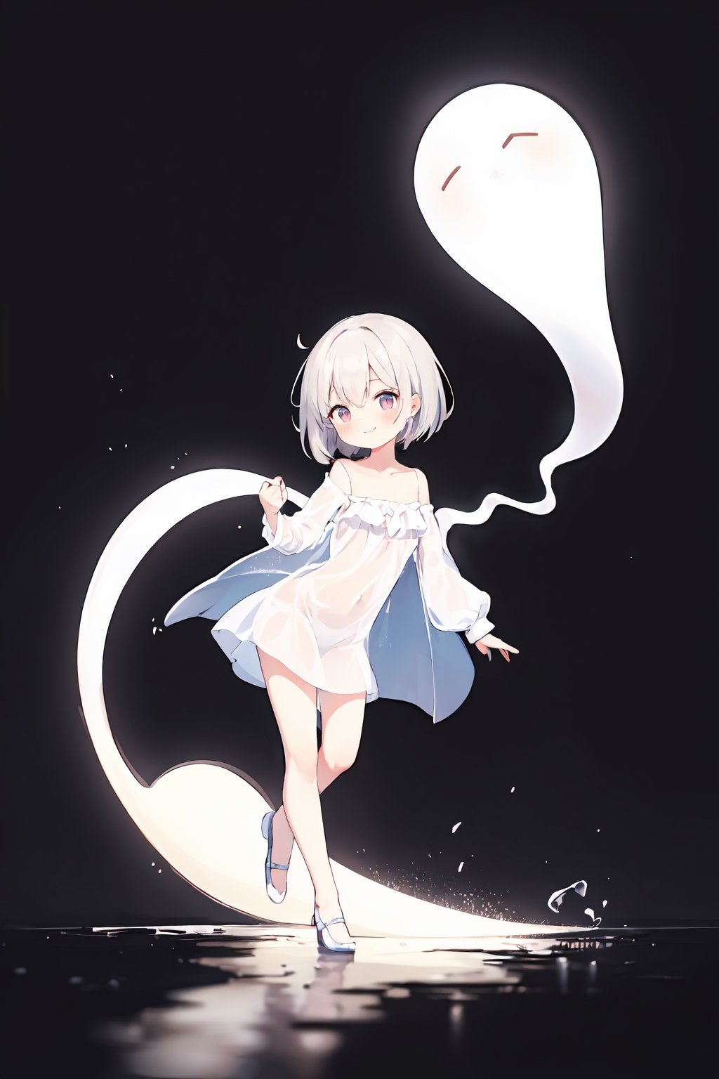 absurdres, highres, ultra detailed background,
BREAK
light colors, depth of field, translucent layer, poetic atmosphere,(1 ghost girl:1.3), solo, perfect anatomy,
BREAK
moonlight, full body, smile