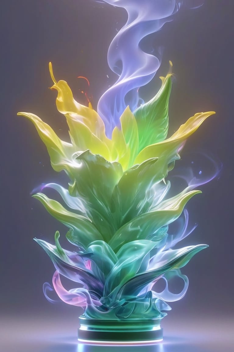 Minimalist hologram of purple and green (faerie:0.8) fire. Highest quality with hyper-realistic lighting and insane detail.