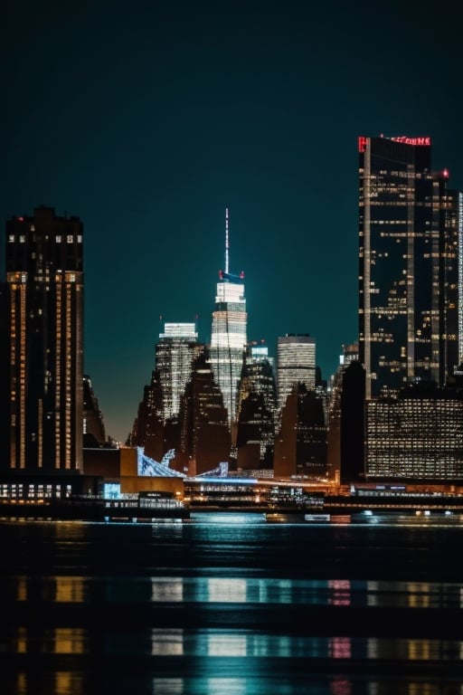 An image of New York City at night