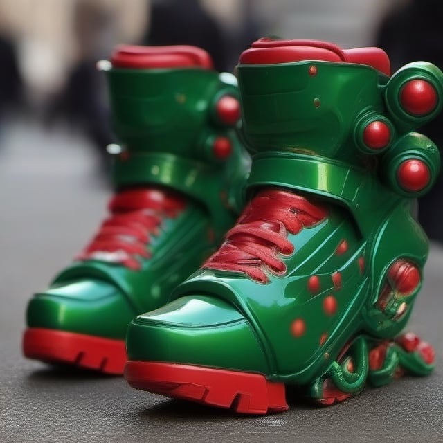 Christmas style green and red robotic shoes