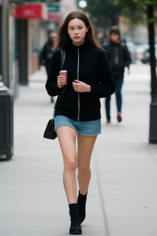 A girl walking in New York City