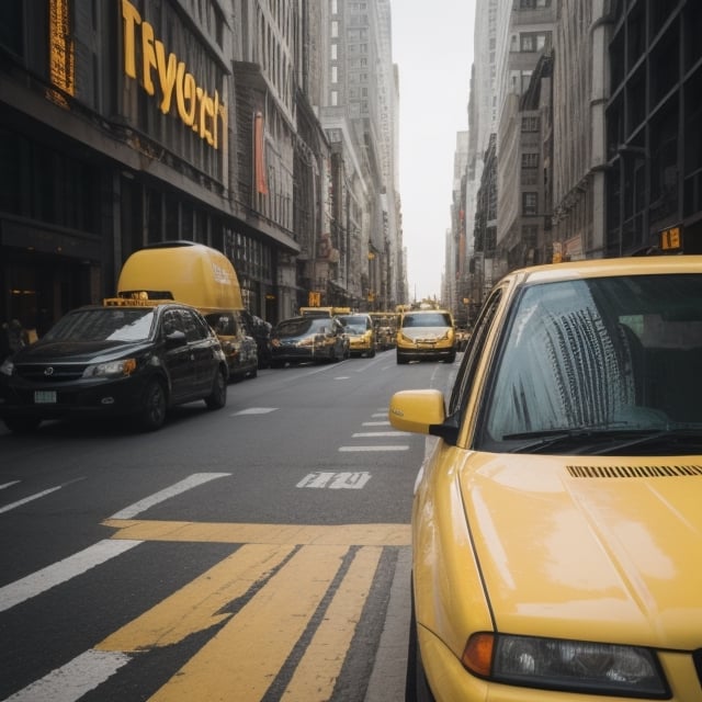 A yellow New York City taxi