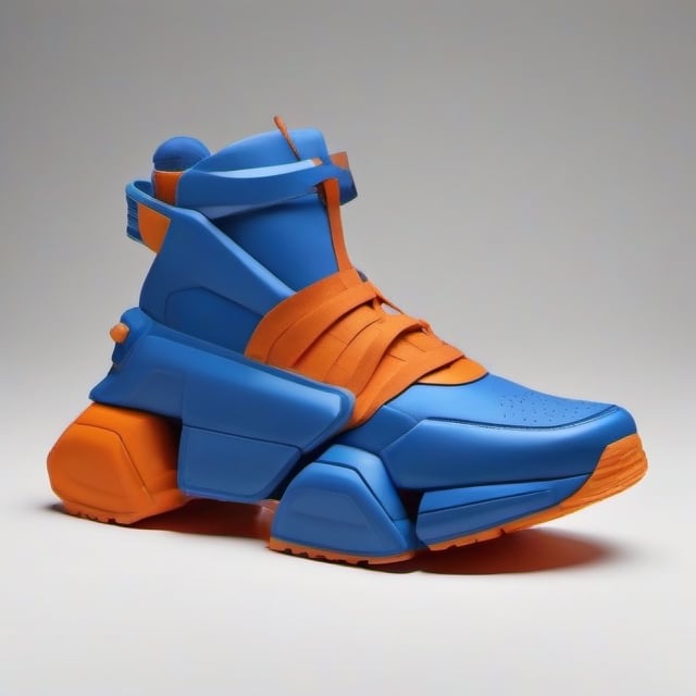 blue and orange robotic sneakers