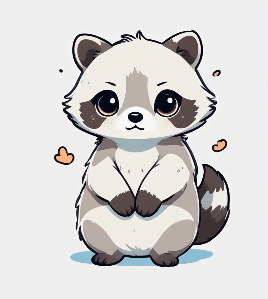 large raccoon, kawaii, cute, Line Chibi, white background, comic,ANIME ,Leonardo Style, anatomically correct