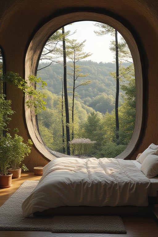 a beauty scene in bedroom, nature scene outside