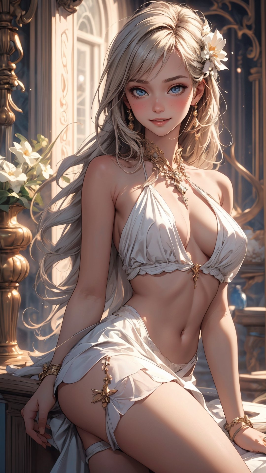 (nsfw, naked, nude, thigh, slim body:1.3), sea, outdoor, (photorealistic, realistic:1.5), (best quality, 4k, 8k, highres, masterpiece:1.2), ultra-detailed, realistic, long, long, flowing hair, mysterious smile, vibrant eyes, rosy cheeks, innocent look, beautiful lips, delicate facial features, captivating gaze, soft and smooth skin, , confident posture, charming aura, elegant, pouty lips, , , artistic scenery, shimmering sunlight, peaceful atmosphere, serene setting, magical ambiance, enchanting environment, whimsical elements, airy and dreamy, ethereal lighting, soft pastel colors, painterly textures, impressionistic style, storybook illustration, wonderland-inspired, European style, elegant surroundings, charming details, endearing innocence, joyful vibes, childlike wonder, emotional depth, joyful and carefree, captivating and contemplative, endless possibilities., , smile, 