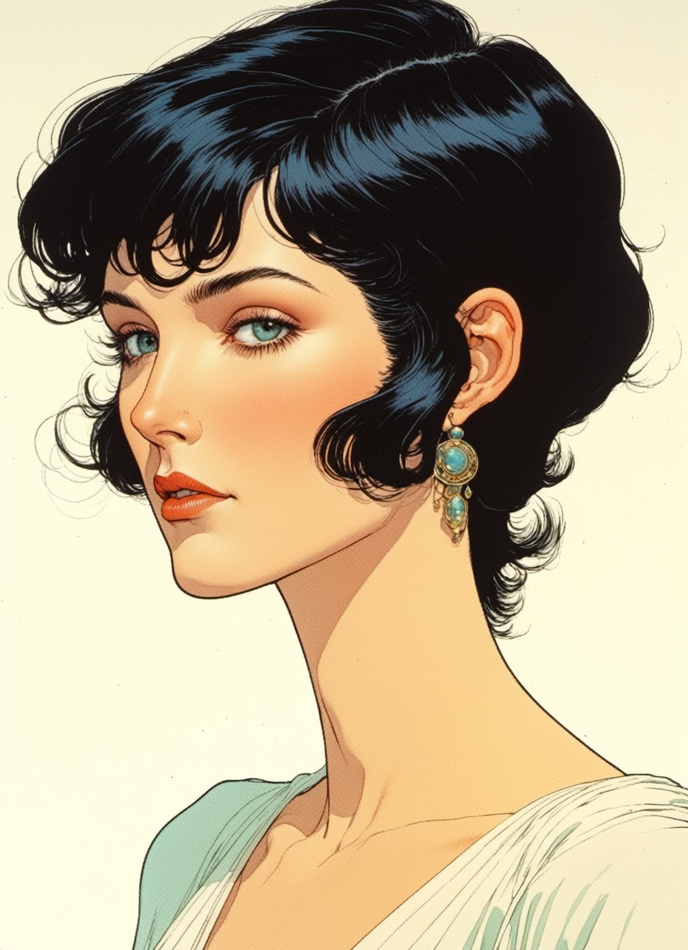 
Jean Giraud ((Moebius style)), Character Sheet, white pale skin Niamh Algar, short black hair, with a natural sheen, Multiple poses, (((side full body))), varieties expressions, Highly detailed, multiple views, photorealistic
 