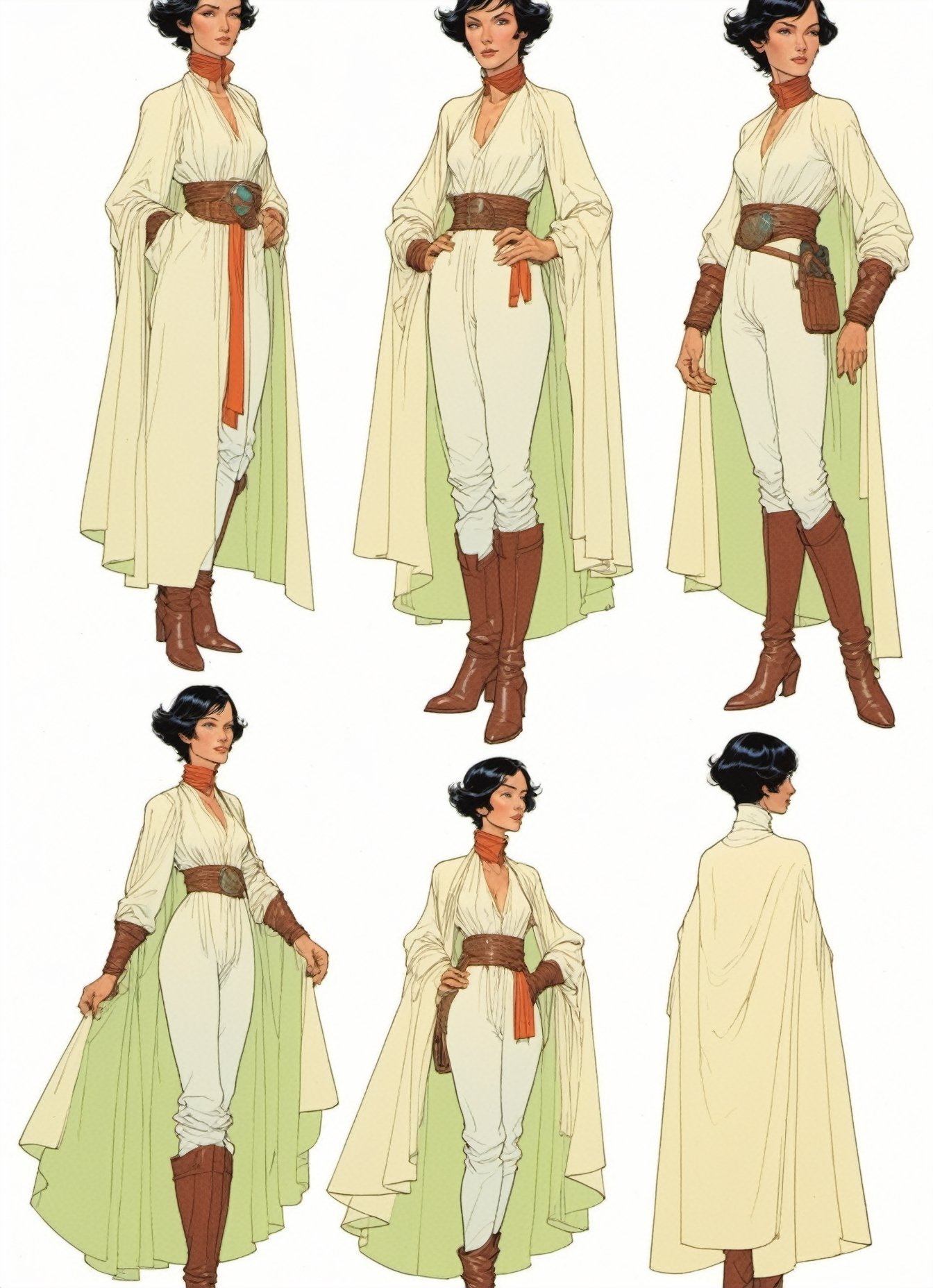 
Jean Giraud ((Moebius style)), Character Sheet, white pale skin Niamh Algar, short black hair, with a natural sheen, Multiple poses, (((side full body))), varieties expressions, Highly detailed, multiple views, photorealistic
 