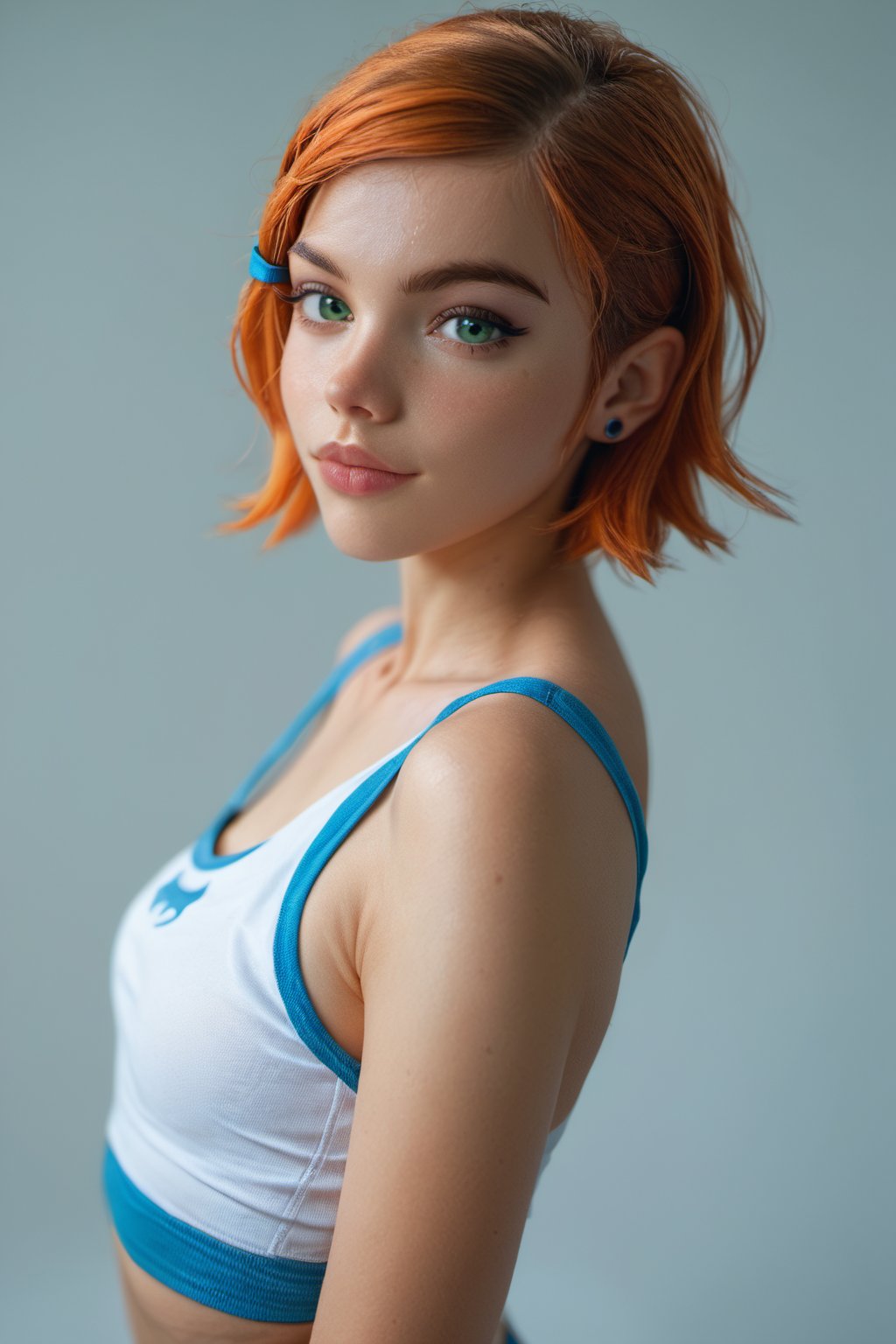 score_9, score_8_up, score_7_up, gwen_tennyson, ben_10, 1girl, green_eyes, orange_hair, realistic, photo,