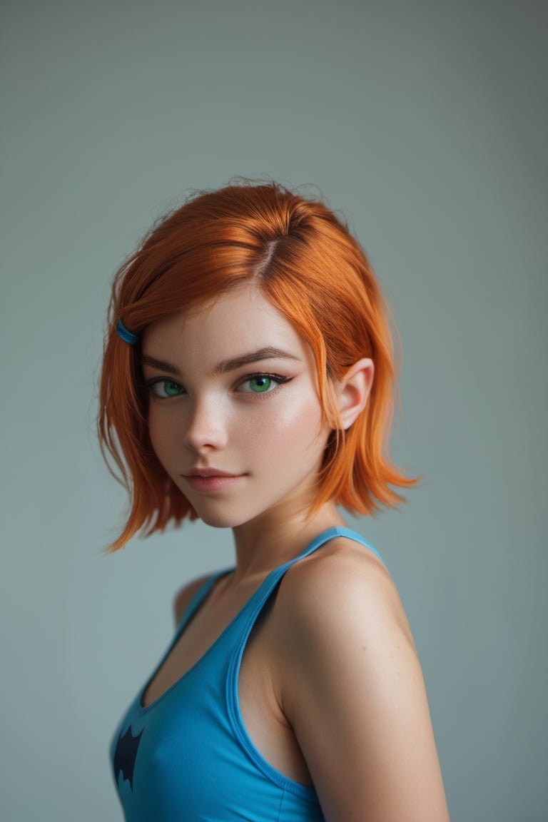 score_9, score_8_up, score_7_up, gwen_tennyson, ben_10, 1girl, green_eyes, orange_hair, realistic, photo,