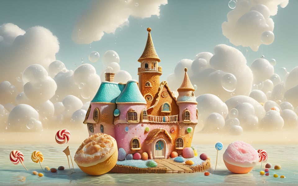 (Masterpiece,  best quality:1.3),  highly detailed,  fantasy,  ,  8k,  tilt shift,  sweetscape,  dynamic,  cinematic,  ultra-detailed,  stunning portrait candy village,  sweets,  fantasy,  gorgeous,  digital illustration,  beautiful composition,  intricate details,  highly detailed,  volumetric,  tropical beach,  seaside,  fruit,  cotton candy,  sky,  grass,  cloud,  cookie,  sugar,  dramatic lighting,  beautiful,  drip,  sparkle,  rounded corners,  food,  cute,  glitter,  bubble,  see-through,  transparent,  scenery,  (no humans),  shimmer,  drizzle,  beautiful,  (shiny:1.2),  various colors,  bloom:0.4,  extremely detailed,  gradients), more detail XL,,