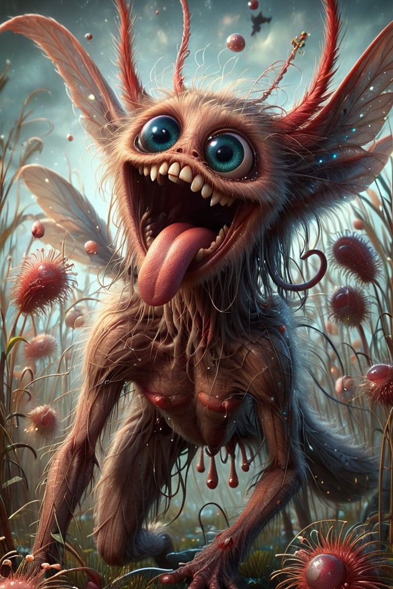 An extreme macroscopic close up of a worms  mouth, face and body and wings, sporadic hairs, Bitey, stinging pointing things, sucking probes, digital artwork by Beksinski,potma style,action shot, in the style of esao andrews,stworki