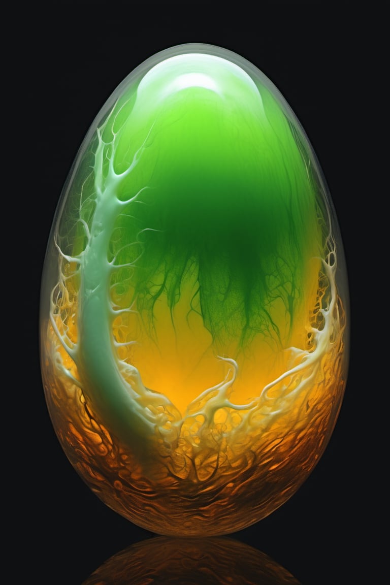  a creatures embryo stirs inside a translucent egg, stunning beauty, hyper-realistic oil painting, vibrant colors, dark chiarascuro lighting, a telephoto shot, 1000mm lens, f2,8,Vogue,more detail XL,Acidmelt,acidzlime