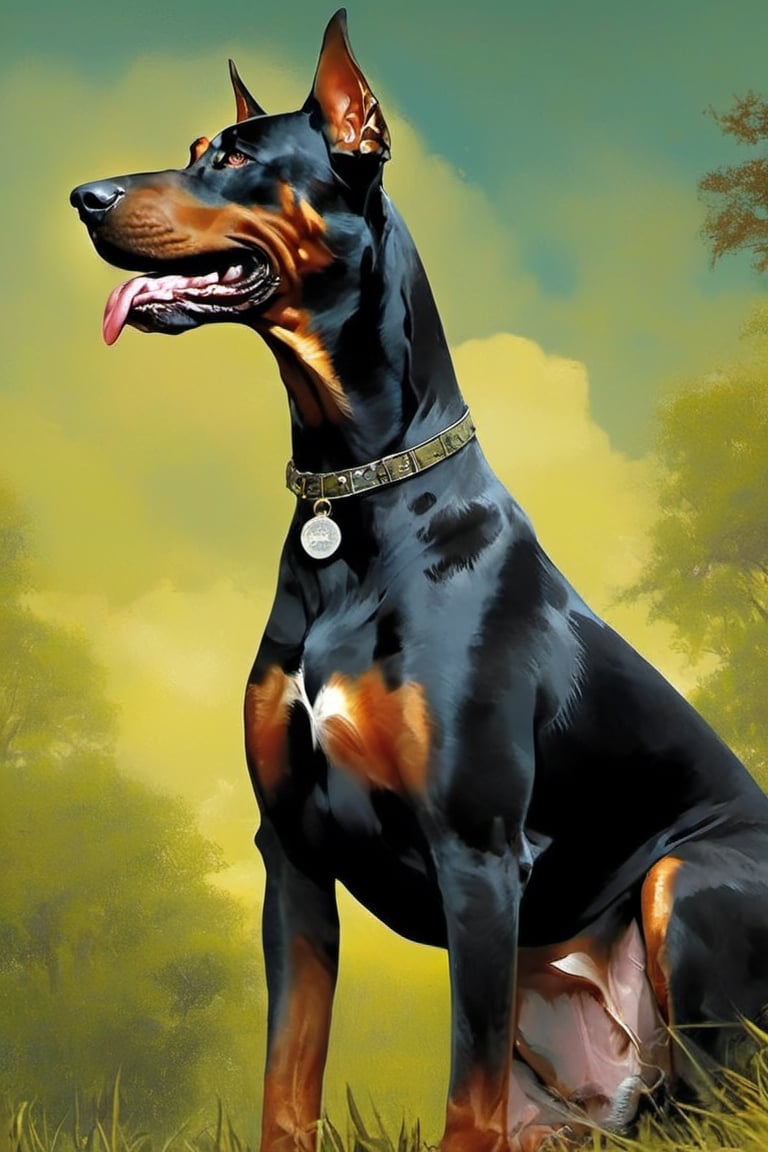 Horror Comics style, art by brom, Toto the dog, a rotweiler. a doberman, Kansas, oz, military poster style, Kansas farm, 