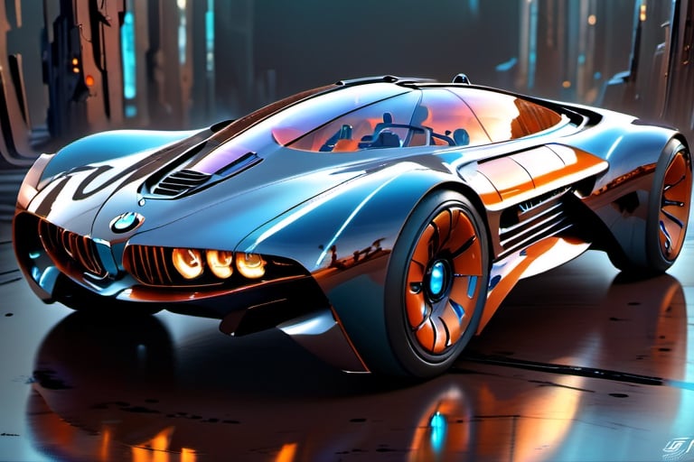 a futuristic bmw concept car, art by glen keane, wide mag wheels, glass roof, leds, aerodynamic,  art by john Berkey, art by chris foss, art by frank frazetta, 