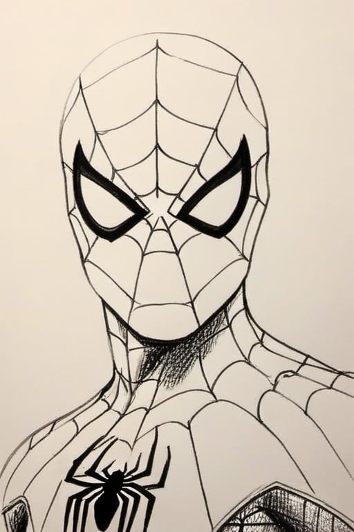 spiderman, pencil draw