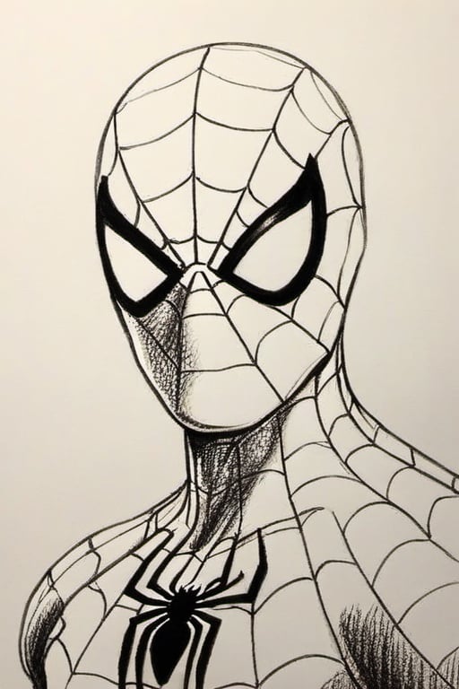 spiderman, pencil draw