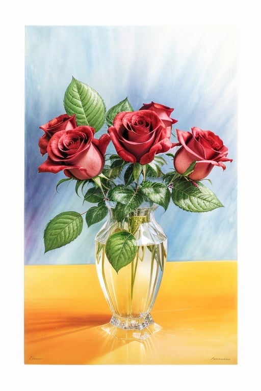 roses in a crystal vase